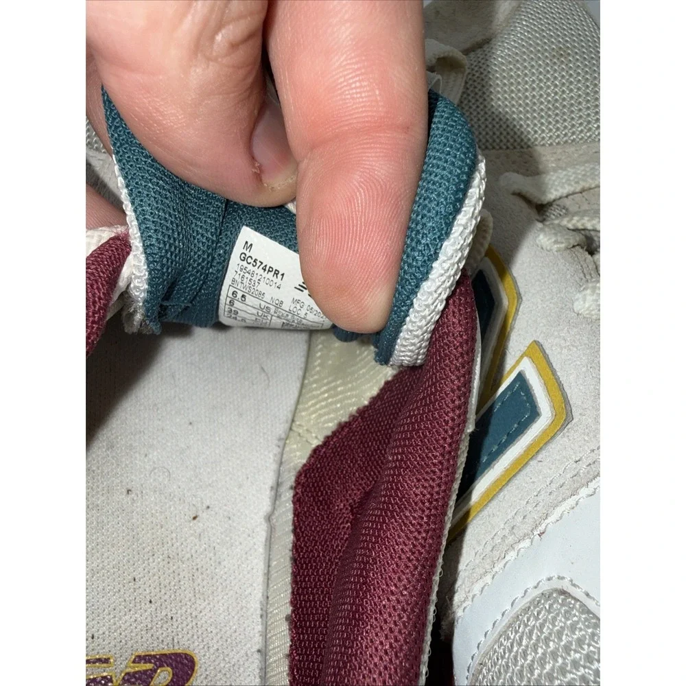 New Balance 574 'Grey Burgundy Teal Yellow. GC574PR1, Size 6.5